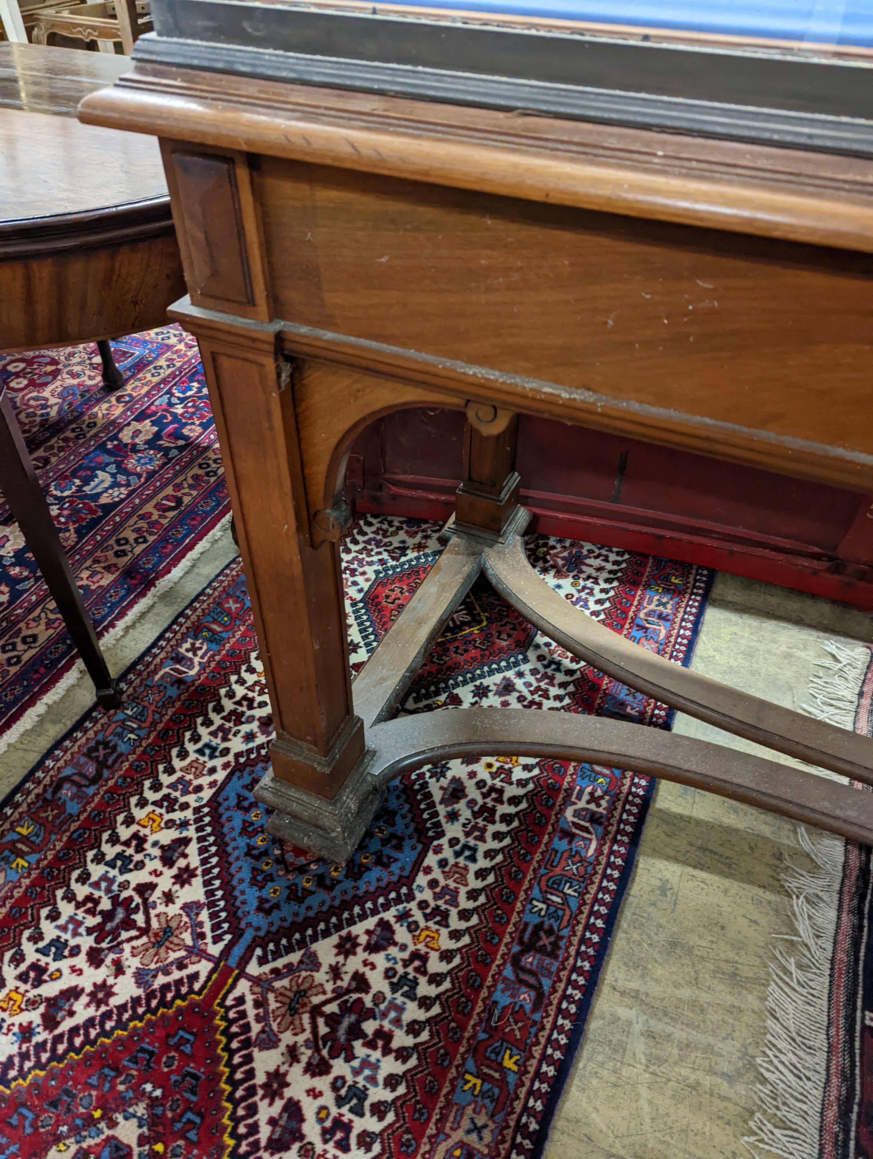 A late 19th century mahogany Museum display cabinet. W-191cm, D-70cm, H-194cm.